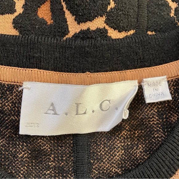 A.L.C. Leopard Print Long Sleeve Wool Blend Bodycon Sweater Dress size XS - Picture 6 of 7